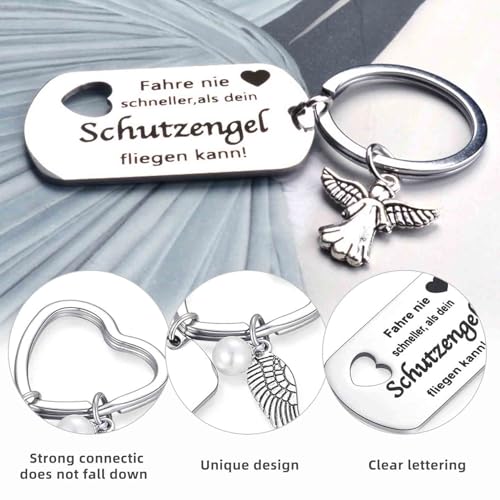 Sleutelhanger Hartbeschermer Angel Car Drive Safe Key Chain Roestvrij staal Lucky Charm Auto Rijbewijs Cadeau voor Familie Zilver Nee, siliver. 3