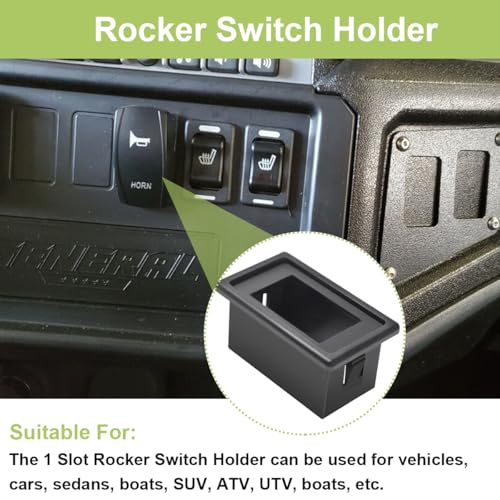 4 stuks Rocker Switch Panel Behuizing Houders, Zwart, 1 Slot, Rocker Switch Montage Panel met Rocker Switch Cover, voor voertuigen, boot, auto, SUV, ATV, UTV, Marine 5
