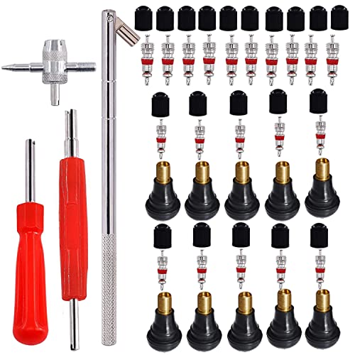 44 Pieces Tire Valve Verwijderaar, Core Remover Valve voor Auto, 10 Pieces Core Valves, TR412 Tyre Repair Kit, voor Auto's, Vrachtwagens, Fietsen, Motorfietsen