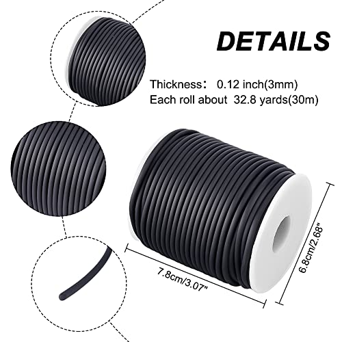 1 Rol 30m / Rol Solid Rubber Cord Plastic Touw voor DIY Craft Making, 3mm, Witte Spool: 78mm hoog, 68mm breed