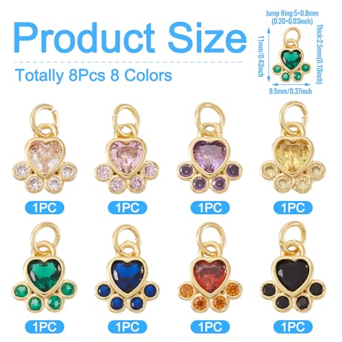 Kubieke zirkonia poet print bedels kat hond messing die voetafdruk hangers schatige bengelende bedels voor doe-het-zelf sieraden ketting armbanden maken 3