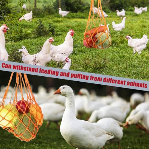 2 st. Groente Hangende Feeder Treats voor Kip, Fruit Voeder, Kip en plantaardige Touw Bag, Hangende Feeder Speelgoed Kippen Fruithouder voor Kip, Eenden, Grote Vogels (Zwart en 5
