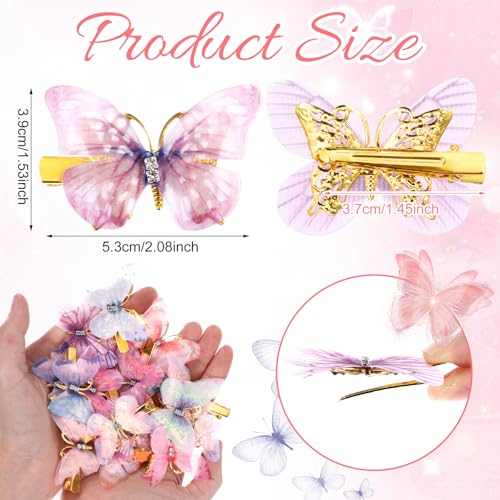 Y2K Hair Clips Glitter Vlinder Clips Rhinestone Vlinder Realistisch Haar Clips Y2K Hair Clips Schattig haar Accessoires voor vrouwen feestbal 4