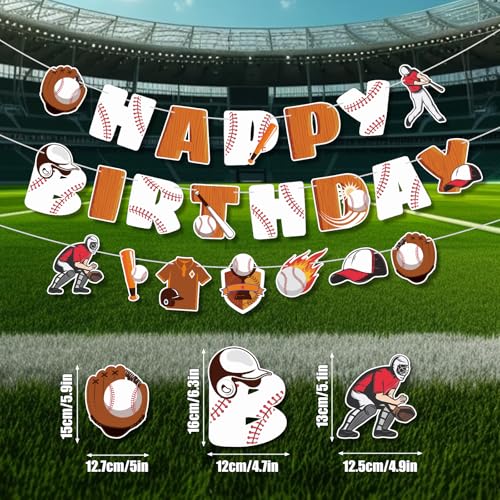 Honkbal Happy Birthday Banner, Sport Thema Feest Decoratie Pre-Assembled Baseball Hangen Garland Banner voor volwassenen en kinderen Sportieve verjaardag partij decoratie benodigdheden