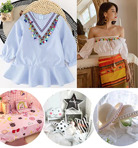 Pompom Board, 12 mm, voor het vervaardigen, decoratie tape met pompons, ballen, pompons, franjes, decoratieve lint, decoratieve plank, naaiaccessoires voor doe-het-zelf ambachten, kleding, kostuums, naaien, decoratie, lichte koffie 3