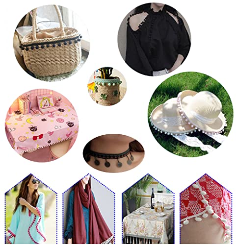 5 Yards 12 mm Pom Pom Collar voor ambachten, Decoratie Lint met Pompoms, Pompoms, Fringe Border, Decoratieve Border, Naaiaccessoires voor DIY ambachten, Kleding, Kostuums