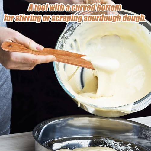 2 st Houten Spatula, 28x3.2cm Sourdough Spatula met hanggaten Houten kookgerei Stirer Stick Keuken Menggereedschap voor Zuurdeeg en Fermentatie 3