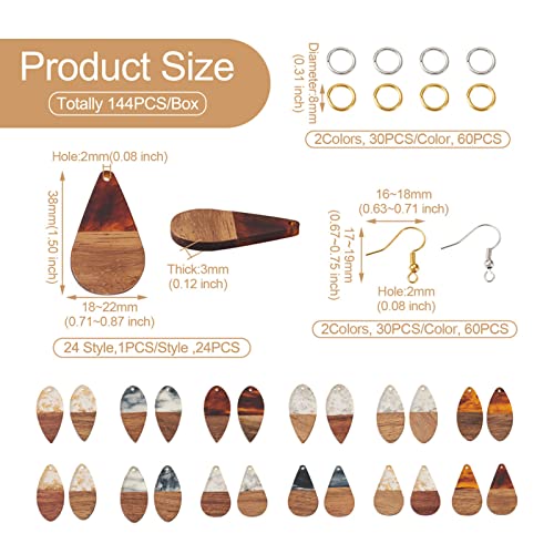 24st Hars Houten oorbellen Bedels voor sieraden het maken van Teardrop Dangle Houten hangers DIY Oorbellen Levert Kits Handgemaakt met 120 st Oorbellen haken & Jump Ring 5