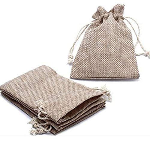 Jute Tassen, Pak van 25, 10 x 14 cm, Natuurlijke Tassen Jute Tassen, Trekkoord Cadeautassen, Kleine Verpakking voor sieraden, Bruiloft, Feest, Kerstmis (Brown)