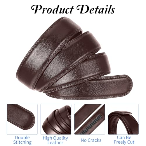 Automatic Belt Leather Belt Without Buckle 35mm Brede Belt Verstelbare Ratchet Belt voor mannen Kleding Jeans Bruin 130 x 3,5 x 0,6 cm, Bruin
