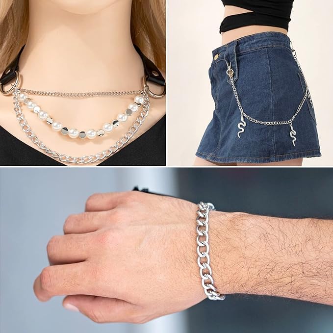 5m/Roll Link Chain Zilver Aluminium Curb Kettingen met Spool, 10 x 6,5 x 1,8 mm Vacuum Coating Mannen Ketting voor Mannen Mannen DIY armband ketting sieraden maken 3