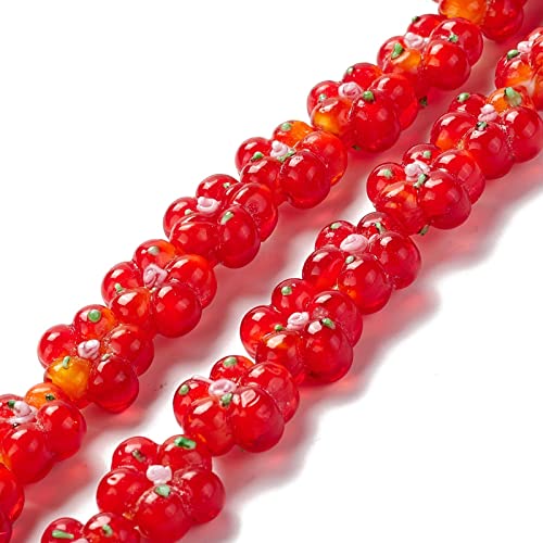 28 st Red Flower Lampwork kralen 5-Petal Kleine Bloemen Lampwerk Glazen kralen voor DIY armband ketting oorbellen Spacer kralen Handgemaakt Sieraden maken