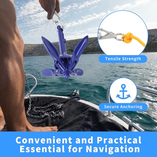 Marine Anker Boot Granel Vouwbare Anker Aluminium Anker Kajak Anker Roestvrij staal Marine Anker met gele touw voor vissers