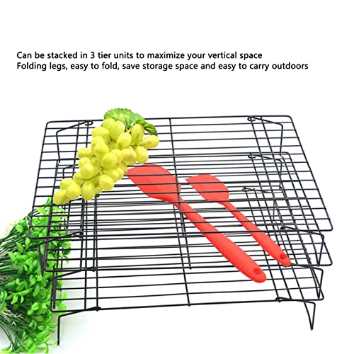 3 Tier Bakken Koelrek 13" Iron Nonstick Checkered Bakrek voor koken drogen roosteren Dessert Koffie Shop Cookie Brood Cake 4