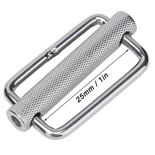 2 Stuk Slide Gesp, 316 Roestvrij staal Rechthoekig Verstelbare Knurled Roller Belt Buckles voor Webbing, Buckle Belts, Hondenhalsbanden, Nylon Webbing, Camping Straps(25mm)