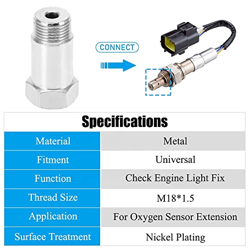 Lambda Probe Eliminator Adapter Universele O2 Oxygen Sensor Spacer Adapater Extender Isoler voor uitlaatsystemen met sensorgaten M18 x 1.5 Automotor Lambda Probe Simulator 3