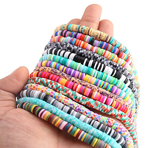 Heishi kralen 4900PCS Polymer Klei kralen 6mm Kleurrijke platte kralen Klei kralen ambachtelijke set voor doe-het-zelf sieraden ketting Charm Armbanden Cadeau (C) 3