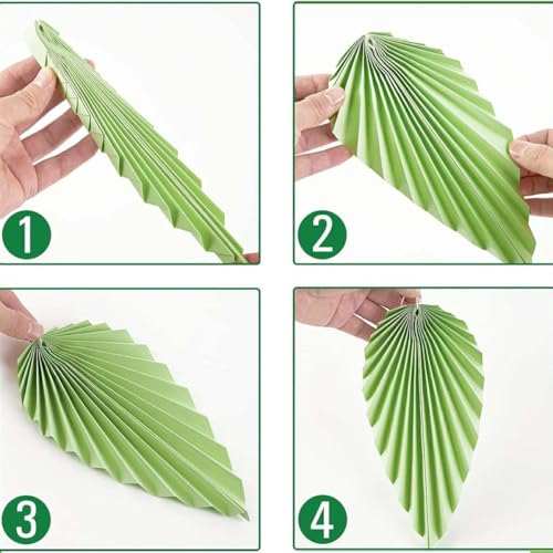 Set van 9 Green Paper Fans - Hang Paper Leaf Garland Decoratie voor verjaardagen, bruiloften, afstuderen en partijen - Feestelijk Groenboek Ventilatordecoraties 5