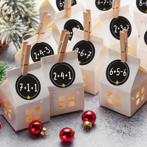 Advent Kalender met 2 vellen en nummers 1-24 Ronde Zwarte Decoratie Kerstcadeau doos DIY Kits 5