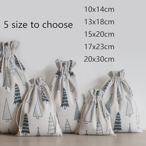 katoenen zakken zakken met katoenen koord linnen tas jute tas cadeau voor Kerstmis