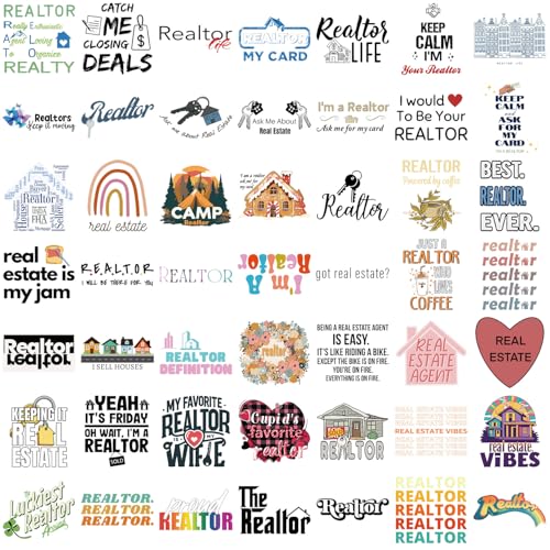 Realtor Sticker Set voor tieners Volwassenen 50 stuks waterdicht Vinyl Sticker Set voor Auto, Motorfiets, Fiets, Skateboard, Snowboard, Bagage, Laptop, Koffer, Helm, Motorfiets, Computer