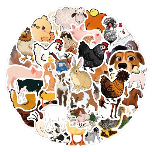 100 stuks Animal Sticker Set, Landbouwdieren, Waterdichte Vinyl Stickers, Auto, Motorfiets, Fiets, Skateboard, Snowboard, Bagage, Laptop, Koffer, Helm