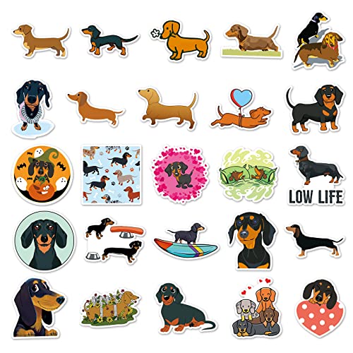 Dachshunds Sticker Set voor kinderen Tieners 50 stuks Dieren Waterdicht Vinyl Sticker Laptop Skateboard Koffer Helm Auto Fiets mobiele telefoon Motorrijwiel Bike Scrapbook 3