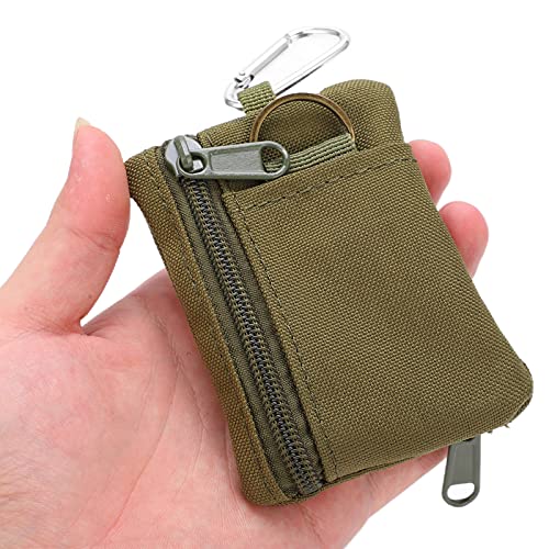 Molle Pouch Klein, Buiten Holster Militair Molle Wallet, Mini Draagbaar Key Card Case EDC Pouch Bag Portemonnee met Carabiner (Vegetabel)