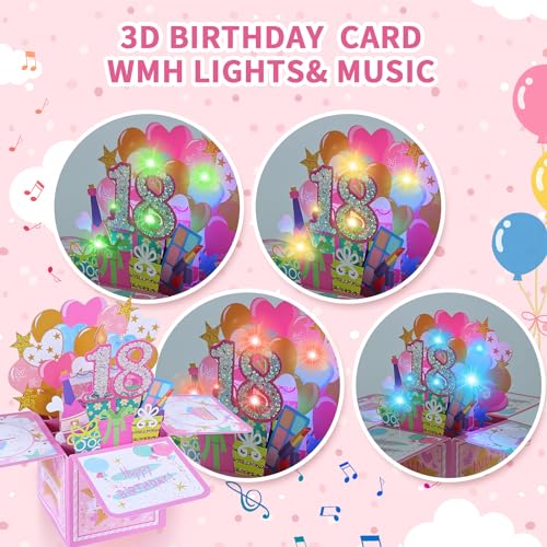 Verjaardagskaart voor vrouwen 18 jaar - 3D Pop Up Muziek Groetenkaart, Gelukkig Verjaardagscadeau, Meisjes, Ideaal voor mama, vriendin, moeder, zus, vriendin, metgezel, familie viering 5