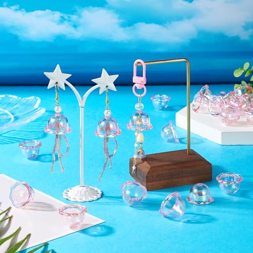 30 st Roze bloem kralen Caps Wind Bell Kralen Acryl kralen kegels Bloemen End Caps Jellyfish kralen voor Wind Chimes Dangle oorbellen Ketting maken