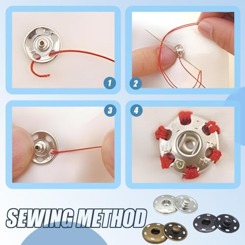 Verpakking van 30 Press Studs, Metal Press Studs, Naaibare Poppers Veelzijdige Naai Fasten, Knoppen, Messing Naaibare Snap Knoppen voor Tas, Handtas, Naaien, Kleding, DIY 4