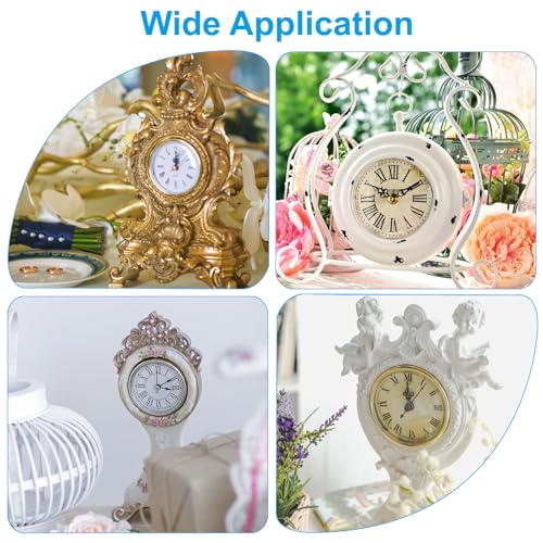 2,8 inch 70mm Kwarts klok inzetstuk, 2 st ronde kwarts beweging miniatuur klok mini Arabische cijfers klok passen 61mm/2.4" diameter gat voor vervanging huis, goud toon / geel, stijl 7 5