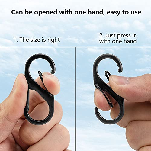 Sleutelhanger Clip, Carabiner Keychain Clip, 20 stuks S Carabiner Keychain, Dubbele lente opening Carabiner Dubbele lente Keychain, Black Buckle Carabiner voor 5