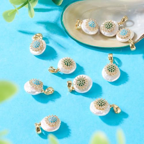 Natural Cultured Parel Hangers Vintage Parel oorbellen Charms met Cubic Zirconia Nuggets met Flower Classic Parel sieraden bedels voor DIY ketting oorbellen