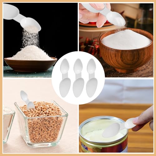 20 st. Dubbelzijdige Lepels Dubbelzijdige Plastic Medicine Lepels Herbruikbare Kleine Lepel voor graanpoeder, melkpoeder, koffiepoeder, eiwitpoeder, waspoeder, schep, kooklepel, (Wit) 3