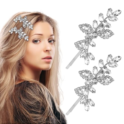 Rhinestone bruids haar clips, 2 stukken blad bruiloft haarspeld bruid parels haarspeld Crystal haar clips sieraden haarspeld Elegante haar accessoires voor bruiden bruidsmeisjes bloemen meisjes