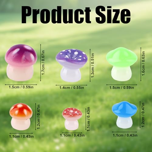 126 st. Lichtgevende Mini Resin paddo figuren, Licht in de donkere kleine paddo Figurine Assorted kleine paddo's voor poppenhuis decoratie sprookjestuin landschap (kleurrijk)