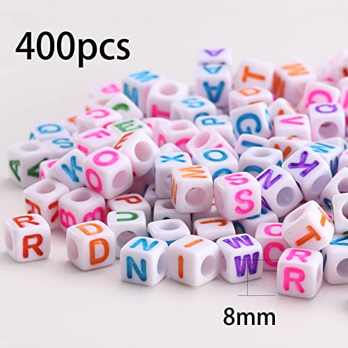 Acryl brief kralen 400 st 8mm witte kralen zwarte letters alfabet kralen A tot Z kubus voor DIY het maken van armbanden ketting sieraden