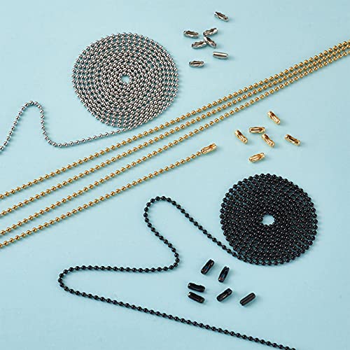 2.4mm Roestvrij stalen kogel kralen ketting met 32 voet kralen ketting en 50 st bijpassende connectoren voor sieraden maken, 3 kleuren 5