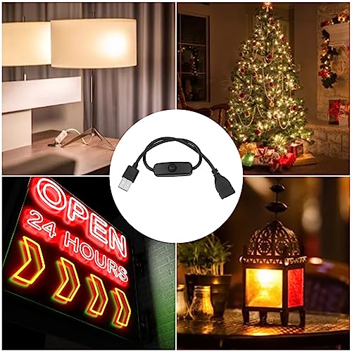 USB-kabel met Switch, 5Pcs USB Male to Female Extension Cord USB Extension Cable met aan/uit switch zwart 5