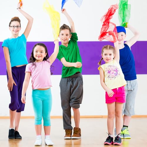 Danssjaals, 48 stuks vierkant jongleren sjaals 61 door 50 cm, Music Movement, Performance Sjaals Props, Accessoires voor het spelen van Magic jongleren Light Sky Blue 5