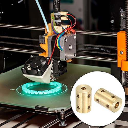 Shaft Koppeling Socket L22 x D14 5mm tot 6mm Bore Stijve Koppeling Messing Shaft Joint met Schroevendraaier voor 3D Printer Gold 2 stuks 5