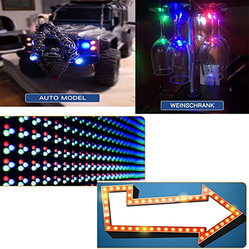 100st 5mm 3V-9V-12V LED diode, LED met kabel 12V, Model Railway H0 Verlichting RC Model Making LED Diodes Light + 100st 5mm LED Montage Ringen Plastic (rood, geel, groen, wit 5