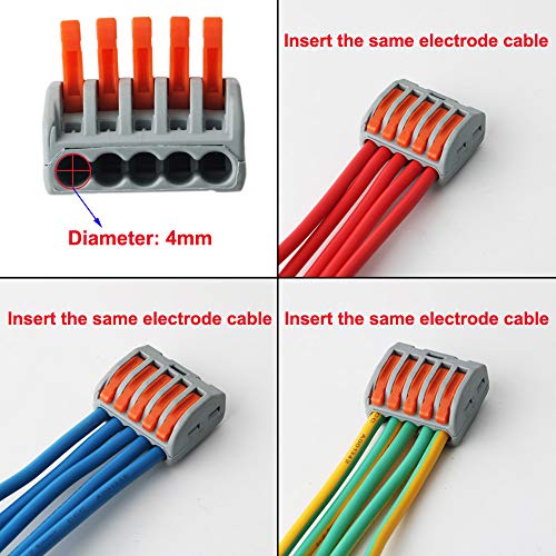 Supply Nut Connector, Assortiment van geleiders Compacte draadconnectoren 2 gaten (20 stuks), 3 gaten (20 stuks), 5 gaten (10 stuks) 3