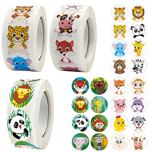 Dieren kinderen, 1500 stuks, schattige ronde dierlijke stickers, beloning stickers kindersticker set met 24 dierlijke ontwerpen, leraren, stickers, feest beloning stickers dieren