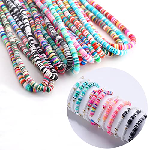 Heishi Kralen 4900PCS Polymer Klei kralen 6mm Kleurrijke platte kralen Klei Kralen Ambacht Set voor DIY sieraden ketting Charm Armbanden Cadeau (B)