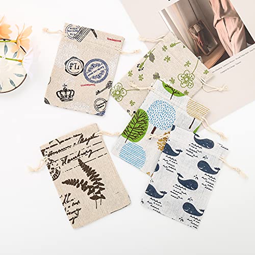 Jute Tassen, 25 stuks, 10 x 14 cm - Linnen sieradentassen, Cadeautassen (5 types)