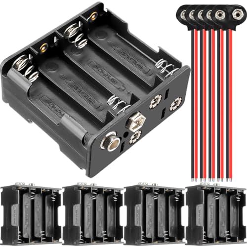 8 AA Batterijhouder 12V 8x1,5V Thicker Batterij Box 8 Slots Plastic Doos met T Type Batterij Klik Connector Kit, Batterij Box voor LED Light RC Car, 5 stuks