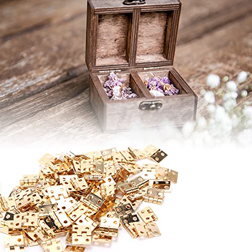 100 Pack Miniatuur Poppenhuis Scharnieren, 8 x 10mm Scharnieren voor kleine Hardware DIY Sieraden Box 5