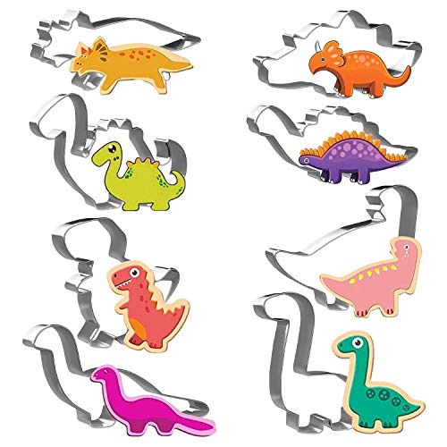 Dinosaur Cookie Cutter Set - 8 Piece Cookie Cutter, Roestvrij stalen mal voor DIY Fondant Deough, Snoepgoed, Gebak, Cake Decoratie